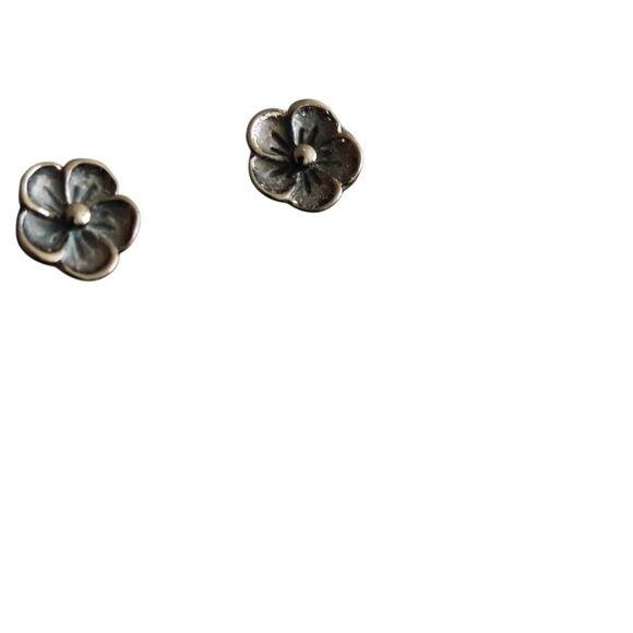 Titanium Black Flower Stud Earrings - Picture 1 of 4